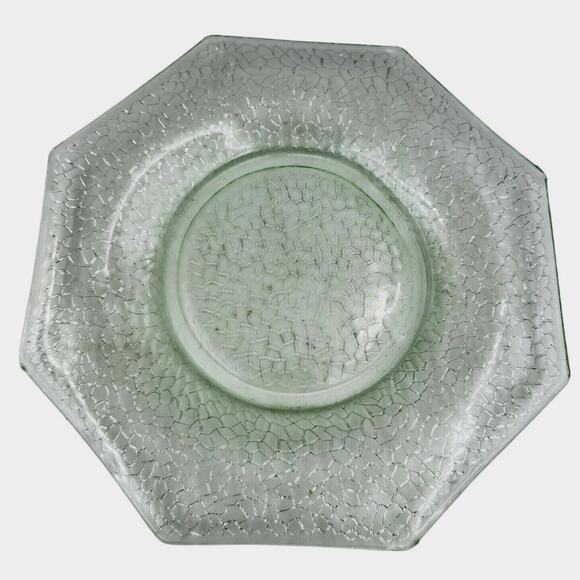 L.E. Smith Other - Vintage Green Uranium Depression Crackle 8” Plate L E Smith